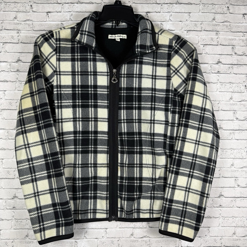 Telluride Clothing Co Women's Small Full Zip Fleece Black and White Plaid Jacket